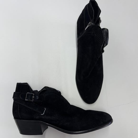 Vince Camuto Boots Womens Size 12 Black Suede Ankle Zip Harness Western PANTHEA - Picture 2 of 10
